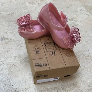 Mini Melissa Pink Butterfly Jelly Mary Jane Shoes